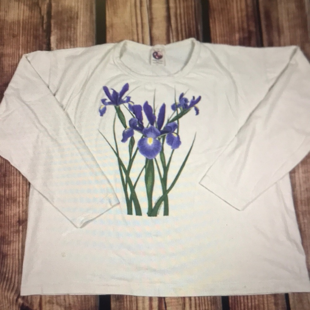 Iris Flowers White Long Sleeve T-Shirt